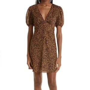 STAUD Milla Leopard Puff Sleeve Dress 💕